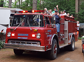 Fire truck ride at Crown Point Camping Area