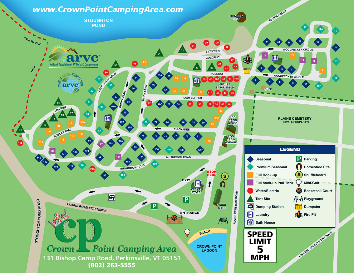 Crown Point Camping Area Site Map